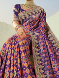 Dazzling Purple Handwork Silk Wedding Wear Patan Patola Style Saree
