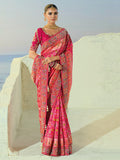 Charming Pink Beads Work Silk Wedding Wear Patan Patola Style Saree