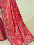 Charming Pink Beads Work Silk Wedding Wear Patan Patola Style Saree