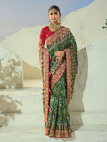 Elegant Green Handwork Silk Wedding Wear Patan Patola Style Saree