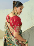 Elegant Green Handwork Silk Wedding Wear Patan Patola Style Saree