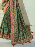 Elegant Green Handwork Silk Wedding Wear Patan Patola Style Saree