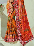 Grand Orange Beads Work Silk Wedding Wear Patan Patola Style Saree