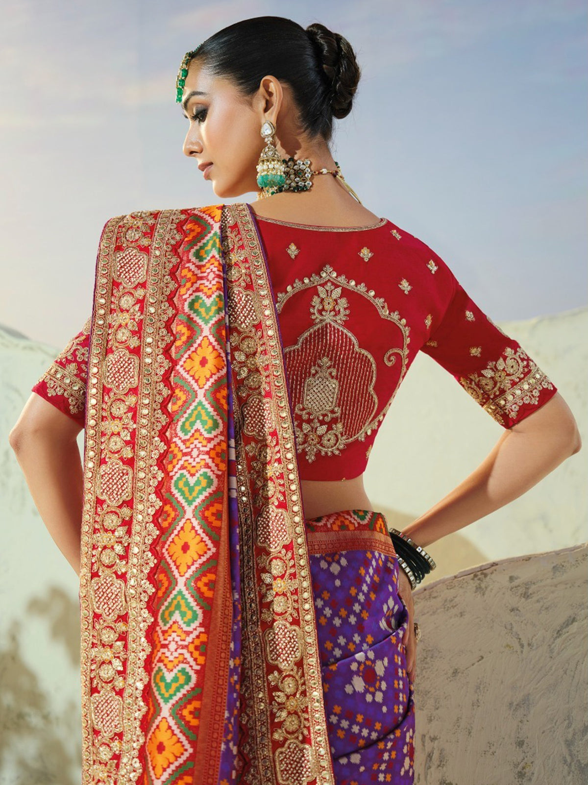 Graceful Purple Handwork Silk Wedding Wear Patan Patola Style Saree