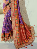 Graceful Purple Handwork Silk Wedding Wear Patan Patola Style Saree