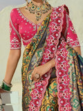 Lovely Mustard Beads Work Silk Wedding Wear Patan Patola Style Saree