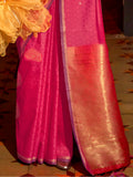Alluring Pink Zari Weaving Silk Event Wear Saree With Blouse