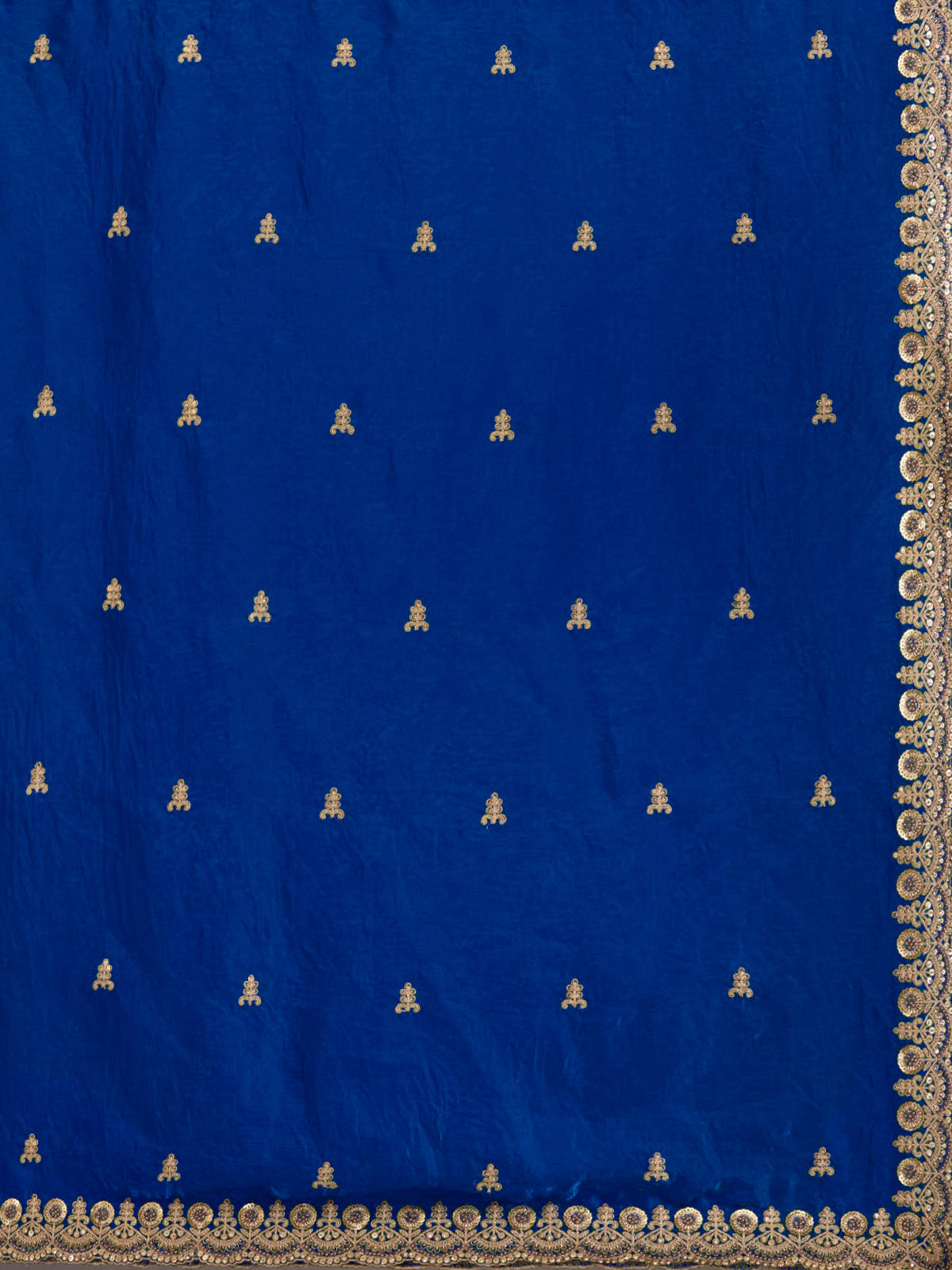 Rich Royal Blue Embroidered Tissue Designer Saree With Blouse