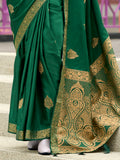 Captivating Green Zari Weaving Satin Mehendi Wear Saree With Blouse