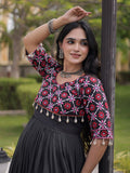 Sparkling Black Mirror Work Cotton Navratri Wear Gown