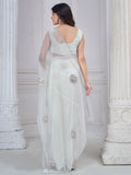 Magnetic White Jarkan Work Organza Event Wear Saree With Blouse