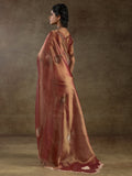 Gorgeous Orange Jarkan Work Organza Designer Saree With Blouse
