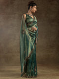 Fascinating Green Hand Work Organza Wedding Saree With Blouse