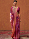 Captivating Purple Zari Weaving Silk Banarasi Saree With Blouse