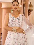 Captivating Cream Floral Embroidery Net Traditional Lehenga Choli With Dupatta