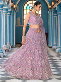 Alluring Mauve Thread Work Net Wedding Wear Lehenga choli