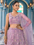 Alluring Mauve Thread Work Net Wedding Wear Lehenga choli