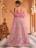Charming Pink Floral Embroidery Net Engagement Wear Lehenga Choli With Dupatta