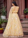 Amazing Yellow Sequins Net Haldi Wear Lehenga Choli With Dupatta