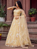 Amazing Yellow Sequins Net Haldi Wear Lehenga Choli With Dupatta