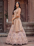 Extraordinary Beige Thread Work Net Traditional Lehenga Choli With Dupatta