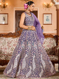 Special Purple Heavy Embroidered Net Designer Lehenga Choli With Dupatta
