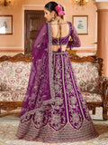 Memorable Burgundy Thread Embroidered Net Function Wear Lehenga Choli