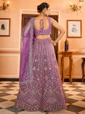 Dazzling Lavender Sequins Work Net Bridesmaid Lehenga Choli With Dupatta