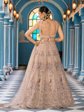 Timeless Beige Net Floral Embroidered Bridesmaid Lehenga With Blouse