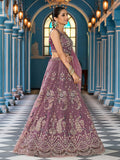 Notable Lavender Net Floral Embroidered Reception Wear Lehenga Choli