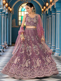 Notable Lavender Net Floral Embroidered Reception Wear Lehenga Choli