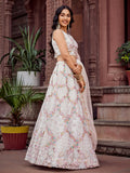 Stunning Cream Net Sequins Bridesmaid Lehenga Choli With Dupatta