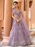 Beautiful Mauve Net Thread Work Reception Wear Lehenga Choli With Dupatta