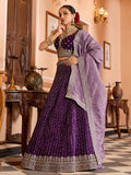 Magnetic Wine Dori Work Tissue Wedding Wear Lehenga Choli With Dupatta