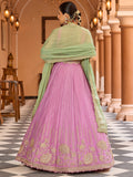 Amazeballs Pink Sequins Tissue Function Wear Lehenga Choli With Dupatta