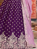Spectacular Violet Heavy Embroidered Tissue Designer Lehenga Choli With Dupatta