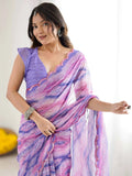 Astonishing Purple Printed Georgette Party Wear Saree With Blouse