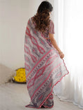 Gorgeous Grey Digital Printed Georgette Marriage Wear Saree With Blouse