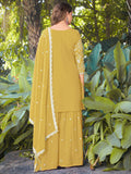 Graceful Yellow Bead Embroidery Georgette Haldi Wear Palazzo Suit