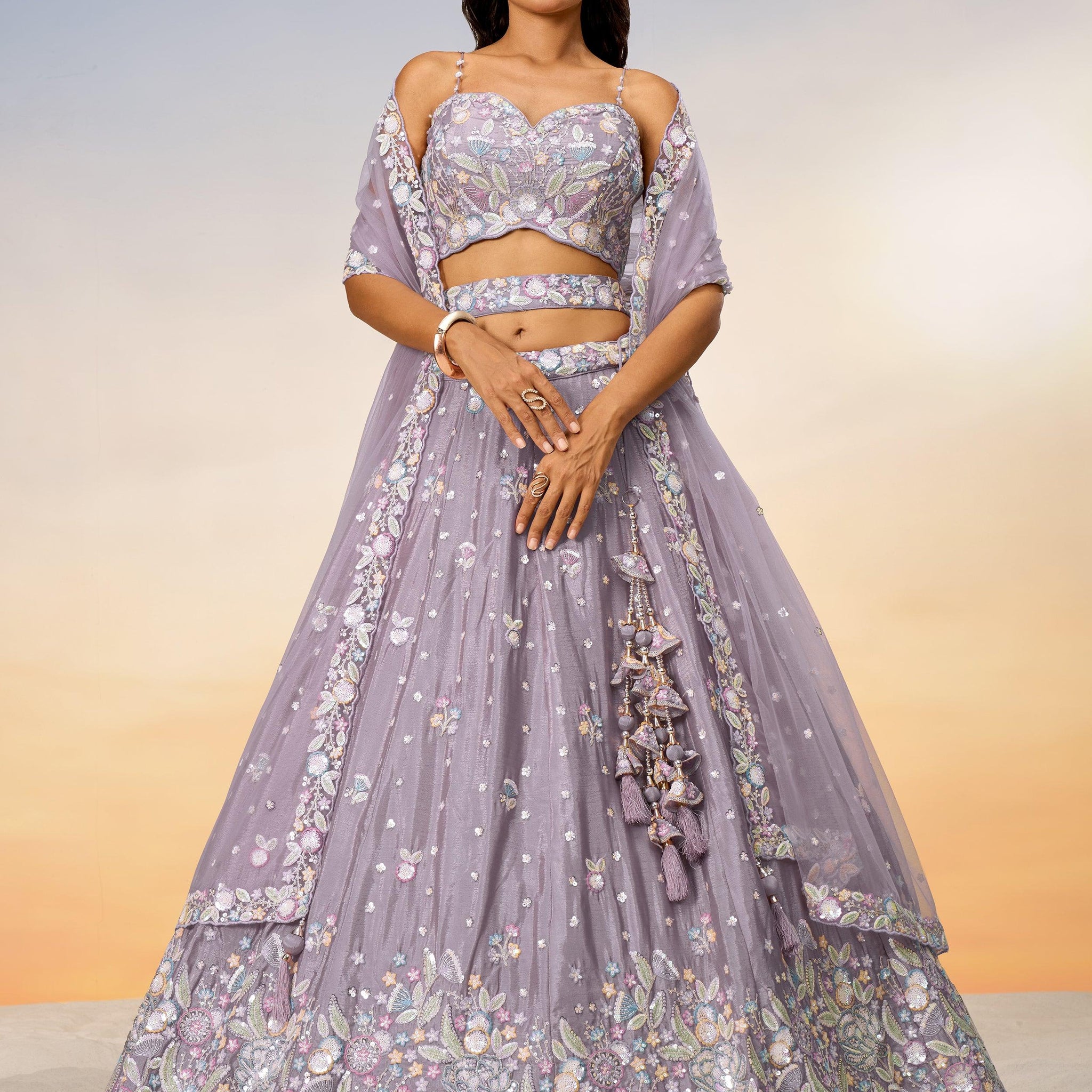 Incredible Mauve Sequins Chiffon Designer Lehenga Choli With Dupatta