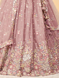 Amazing Pink Embroidered Chiffon Reception Wear Lehenga Choli