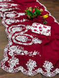 Gorgeous Red Thread Work Organza Festival Wear Saree With Blouse