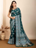 Lovely Green Zari Weaving Silk Traditional Saree With Blouse