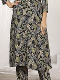 Astonishing Black Printed Chanderi Silk Casual Wear Kurti With Pant