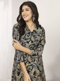 Astonishing Black Printed Chanderi Silk Casual Wear Kurti With Pant