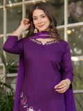 Adorable Wine Embroidered Viscose Silk Straight Pant Suit With Dupatta