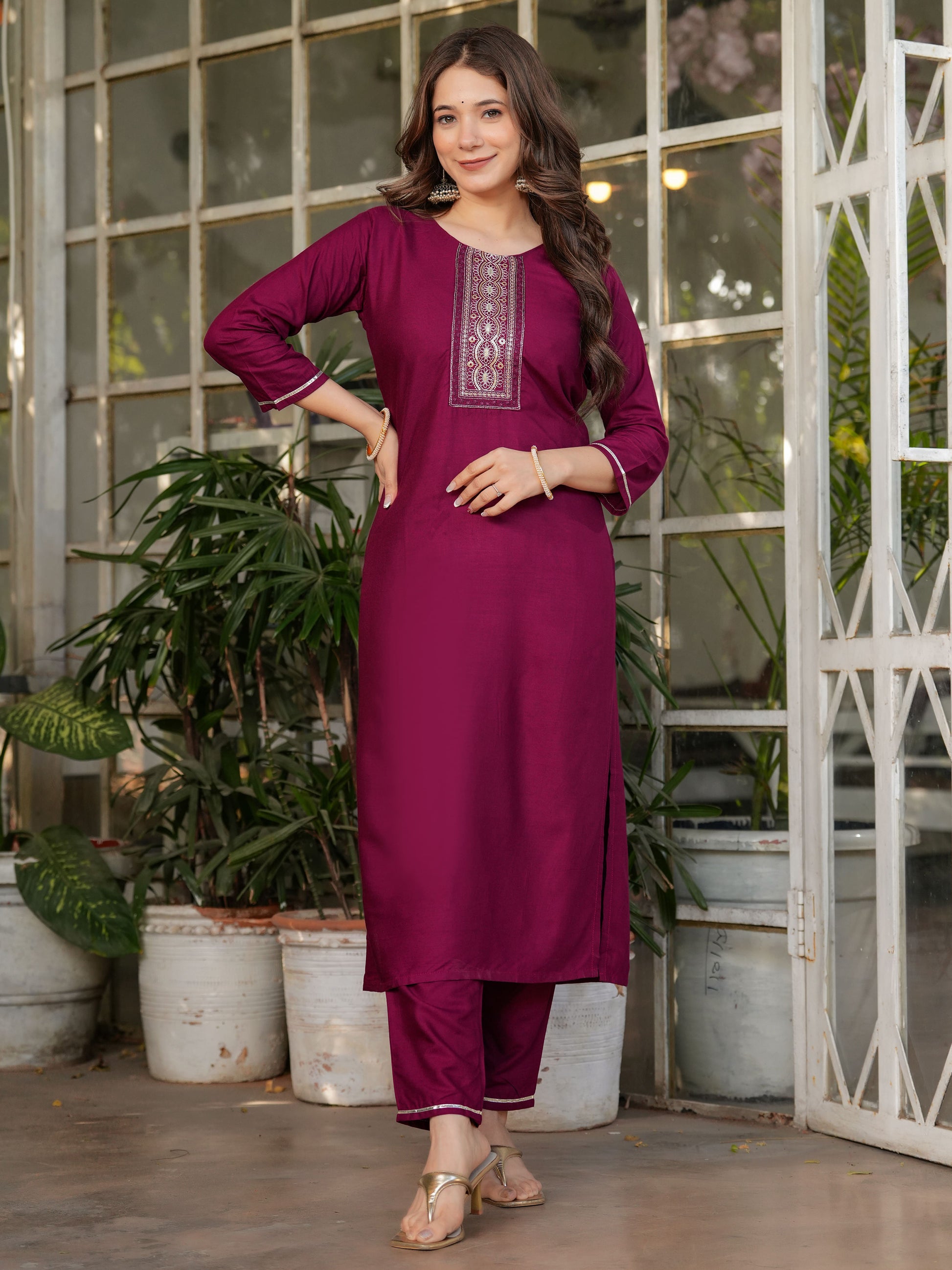 Gorgeous Maroon Rayon Straight Pant Suit With Printed Dupatta