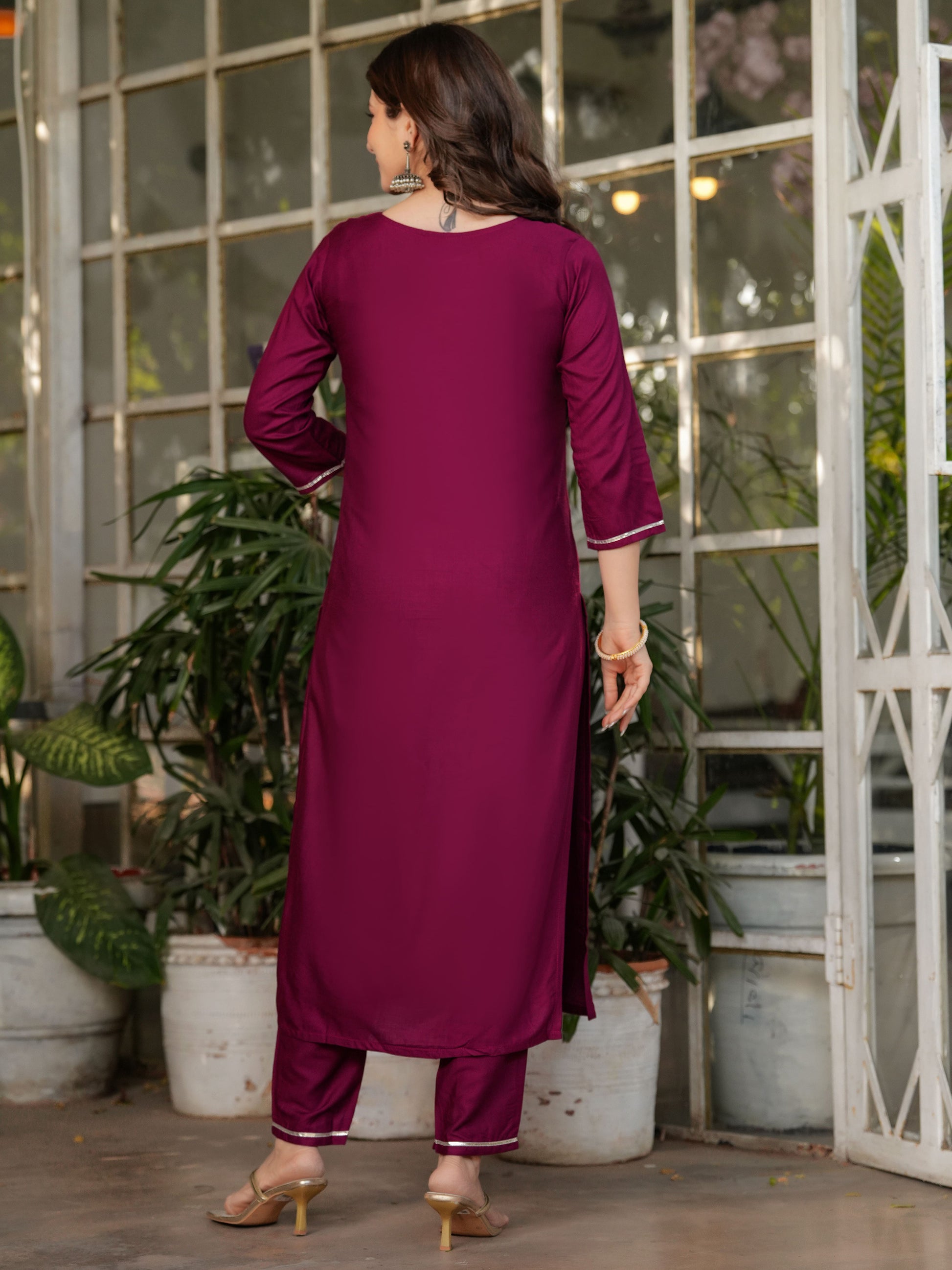 Gorgeous Maroon Rayon Straight Pant Suit With Printed Dupatta