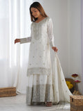 Adorable Off-White Sequins Chinon Eid Special Sharara Suit With Dupatta