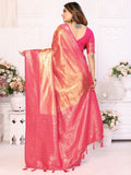 Spectacular Pink Zari Weaving Banarasi Silk Saree With Blouse